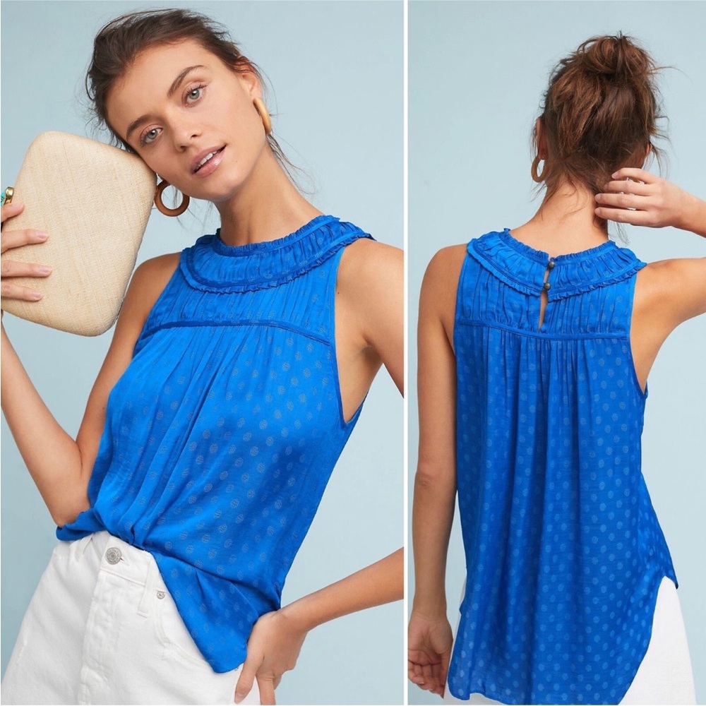 Anthropologie Maeve Ivory Clovis Pleated Top